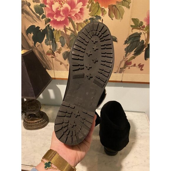 Stuart Weitzman Boots Womens Size 8.5 Black Shearling Fur Lined Zipper Italy - Picture 5 of 6